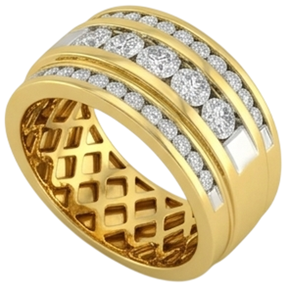 14K Yellow Gold 2 Ct Men's Natural Earth Mined Diamond ( Not Lab Grown )  Ring Jewelry New