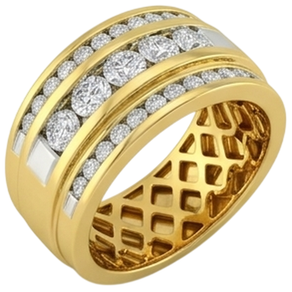 14K Yellow Gold 2 Ct Men's Natural Earth Mined Diamond ( Not Lab Grown )  Ring Jewelry New