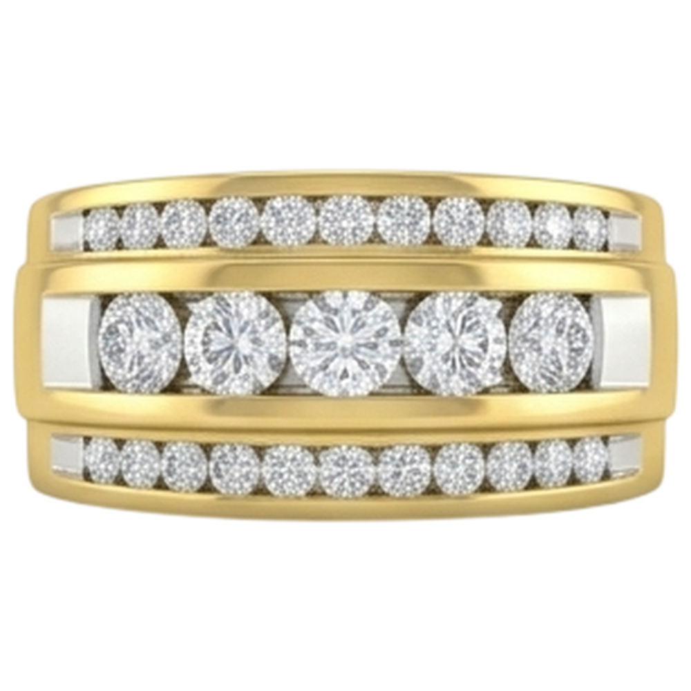 14K Yellow Gold 2 Ct Men's Natural Earth Mined Diamond ( Not Lab Grown )  Ring Jewelry New