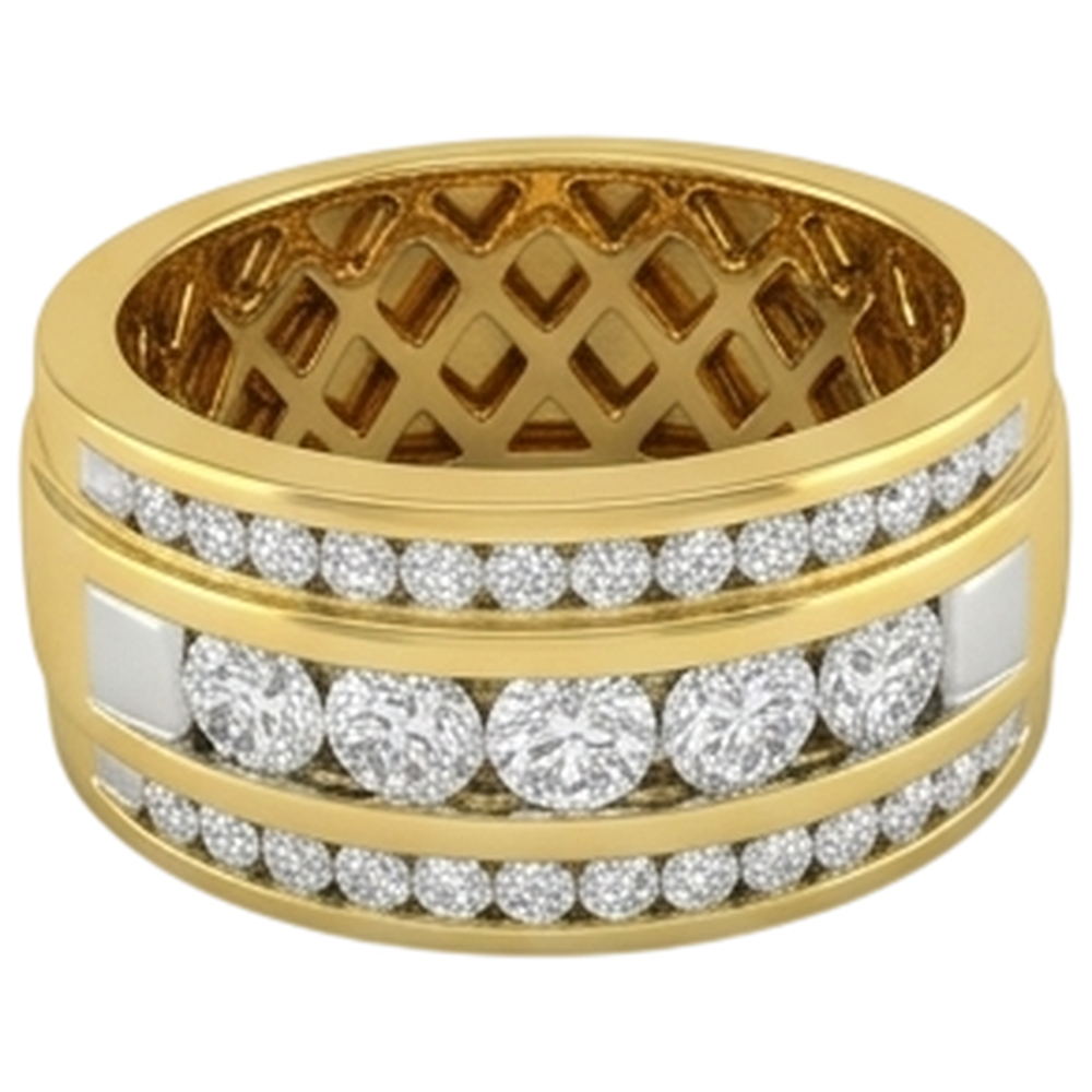14K Yellow Gold 2 Ct Men's Natural Earth Mined Diamond ( Not Lab Grown )  Ring Jewelry New