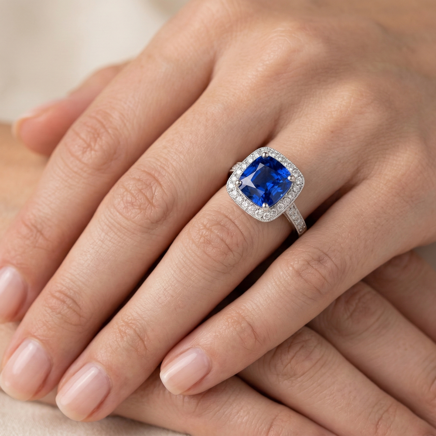 14K Ceylon Sapphire 4.50 Ct Blue Sapphire With Natural Earth Mined Diamond ( Not Lab Grown ) s Ring