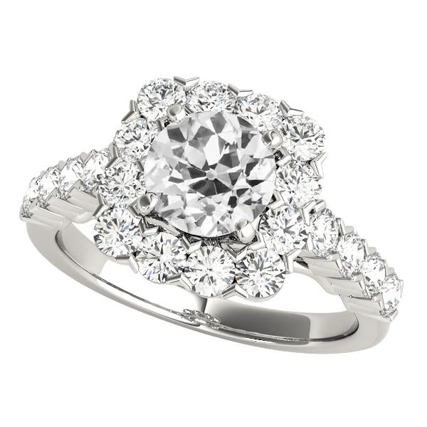 14K Gold Halo Wedding Ring Round Old Mine Cut Real Diamonds 5 Carats
