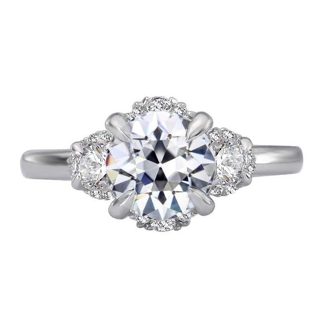14K Gold Old Mine Cut Genuine Diamond Engagement Ring Prong Set 6.50 Carats