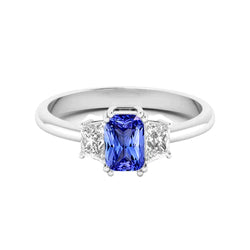 14K Gold Radiant Cut Sapphire Engagement Ring