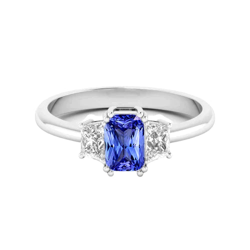 14K Gold Radiant Cut Sapphire Engagement Ring
