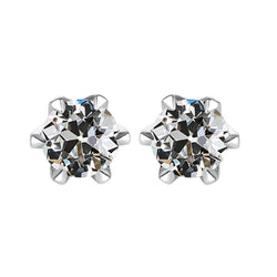 14 Karat White Gold Antique Rose Cut Fine Diamond Stud Earrings