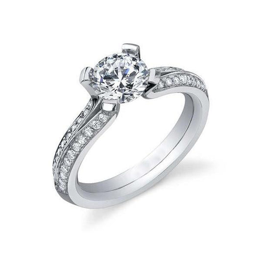 14K White Gold 3.30 Ct Prong Set Round Cut Real Diamonds Anniversary Ring