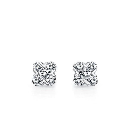 14K White Gold 4 Carats Round Cut Real Diamonds Studs Earrings New