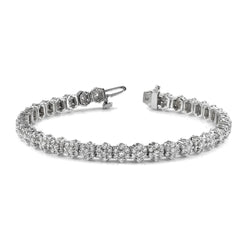14K White Gold 9 Ct Gorgeous Round Cut Real Natural Earth Mined Diamonds Pentagon Bracelet