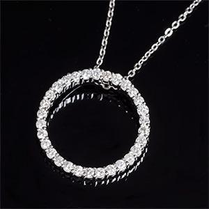 14K White Gold Brilliant Cut 2.70 Ct Real Diamonds Pendant Necklace