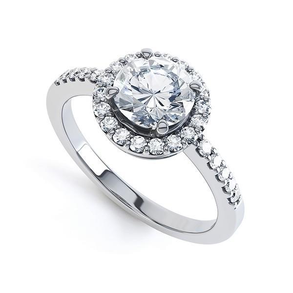 14K White Gold Gorgeous Round Cut 3.40 Carats Genuine Diamonds Engagement Ring