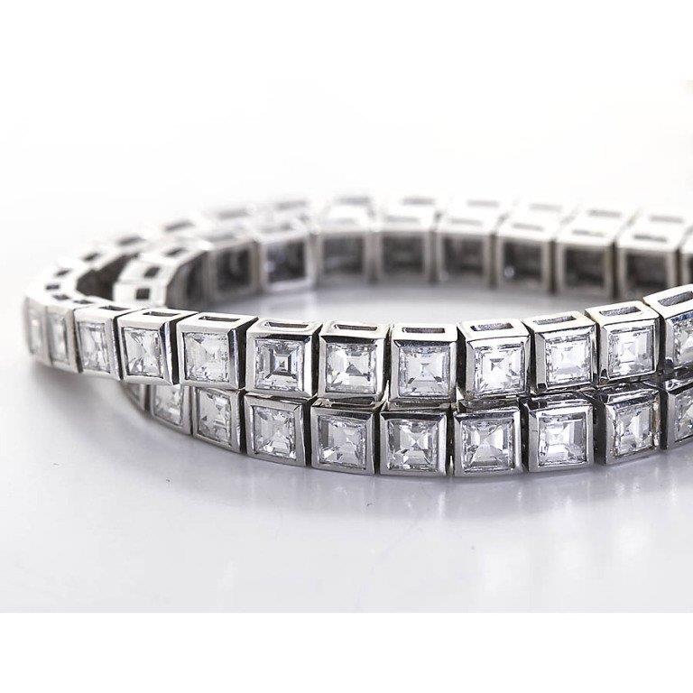 14K White Gold Jewelry Princess Cut 12 Ct Natural Diamond Tennis Bracelet