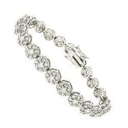 14K White Gold Lady Bracelet Solid Gold Jewelry 8 Carats Natural Diamond