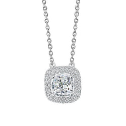 14K White Gold Pendant Necklace With Chain 3.60 Carats Real Diamonds