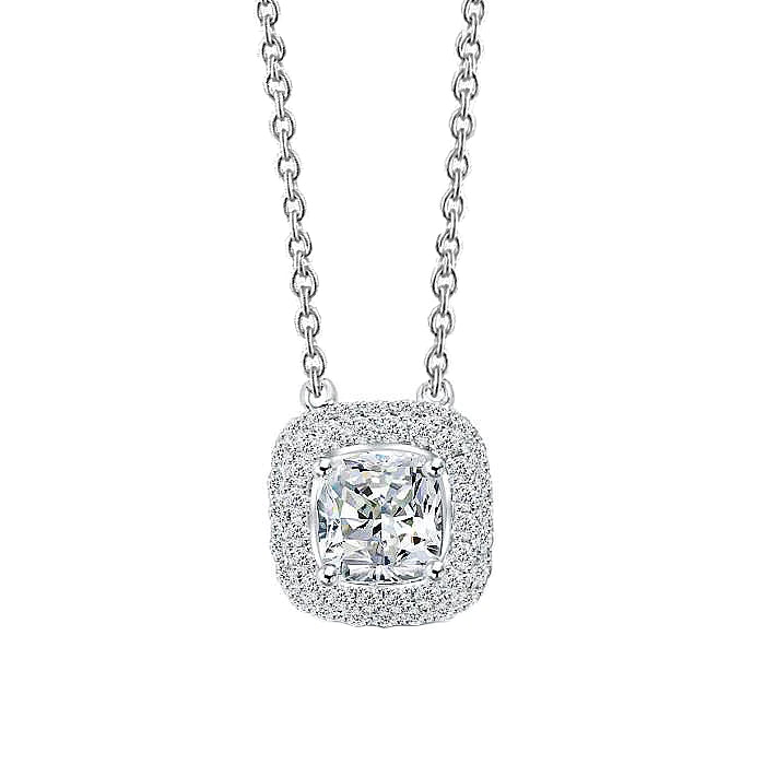 14K White Gold Pendant Necklace With Chain 3.60 Carats Real Diamonds