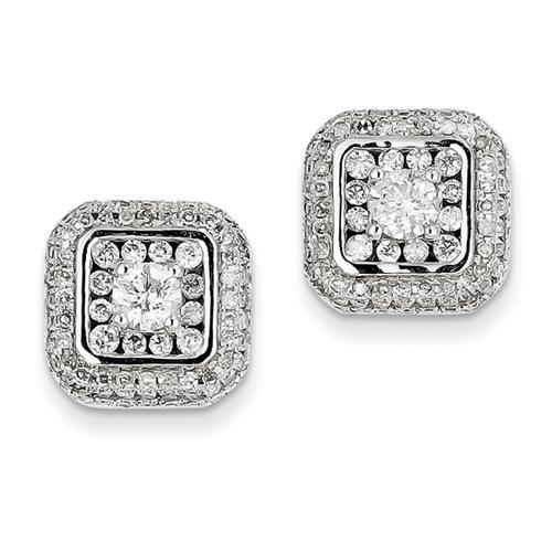 14K White Gold Real Diamond Post Earrings 2.50 Carats Studs-Halo