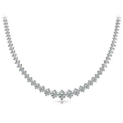 14K White Gold Round Natural Diamond Tennis Necklace Women Jewelry 11 Carats