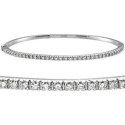 14K White Gold Round Real Diamond Bangle 5 Carats Jewelry