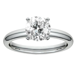 14K White Gold Solitaire Ring Round Old Mine Cut Real Diamond 2.50 Carats