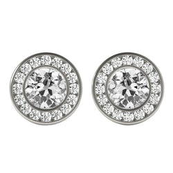 Natural Diamond Stud Earrings – 14 Karat White Gold 6.50 ct