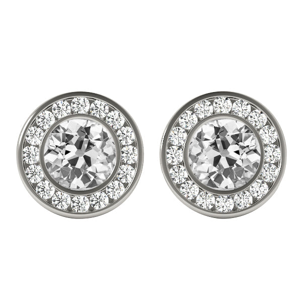 Natural Diamond Stud Earrings 6.50 ct 14 Karat White Gold – main view