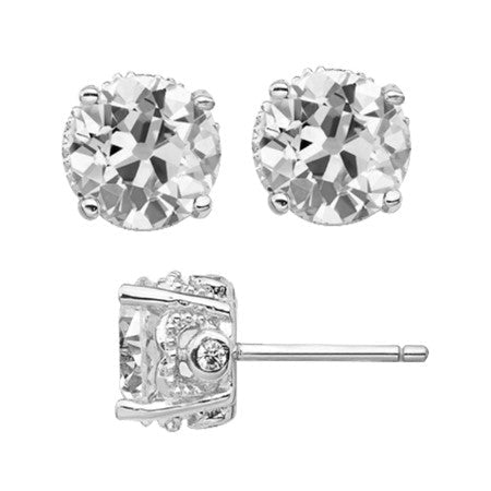Authentic Diamond Earrings 6 ct 14 Karat White Gold – main view