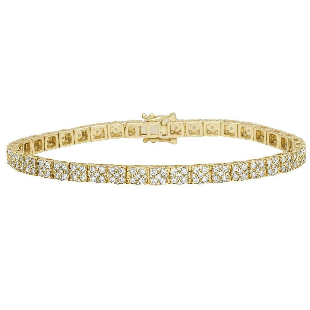 14K Yellow Gold 5.75 Carats Genuine Diamonds Tennis Bracelet New