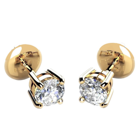 14K Yellow Gold G SI1 Real 5 Carats Diamonds Lady Studs Earrings New