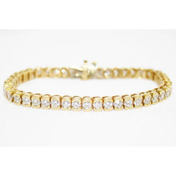 14K Yellow Gold Ladies Round Natural Diamond 9 Carats Tennis Bracelet Jewelry