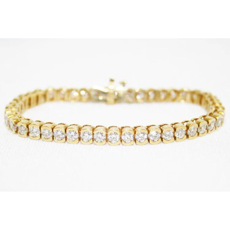 14K Yellow Gold Ladies Round Natural Diamond 9 Carats Tennis Bracelet Jewelry