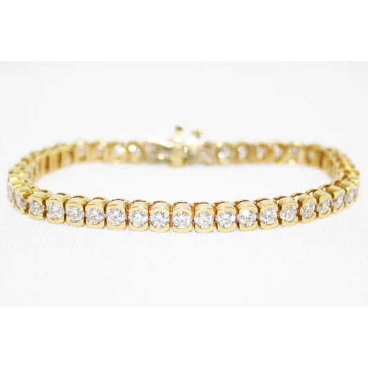 14K Yellow Gold Ladies Round Natural Diamond 9 Carats Tennis Bracelet Jewelry