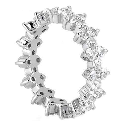 14K Gold Round Lab Grown Diamondd Eternity Wedding Band Women Fine Jewelry