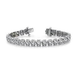14K White Gold 10.40 Carats Round Brilliant Lab Grown Diamond Eight Link Bracelet