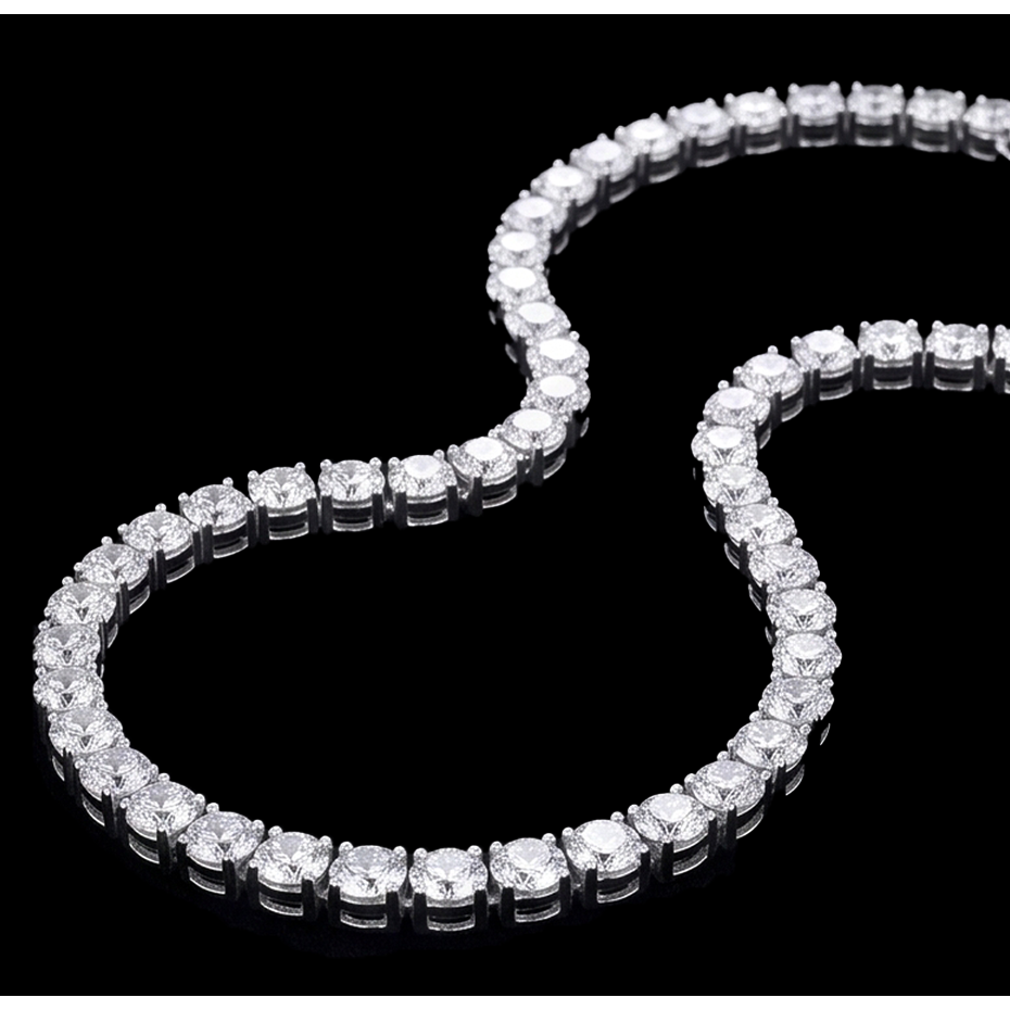 14K White Gold Lab Grown Diamonds Tennis Necklace 12 Carat