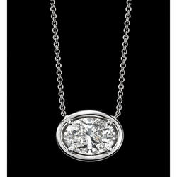 14K White Gold Oval Cut 1 Carat Lab Grown Diamond Pendant