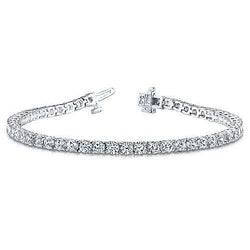 14K White Gold Sparkling Round Lab Grown Diamond Tennis Bracelet 7.50 Carats