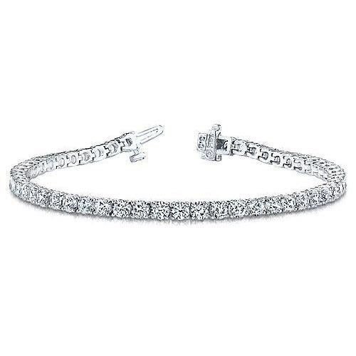 14K White Gold Sparkling Round Lab Grown Diamond Tennis Bracelet 7.50 Carats