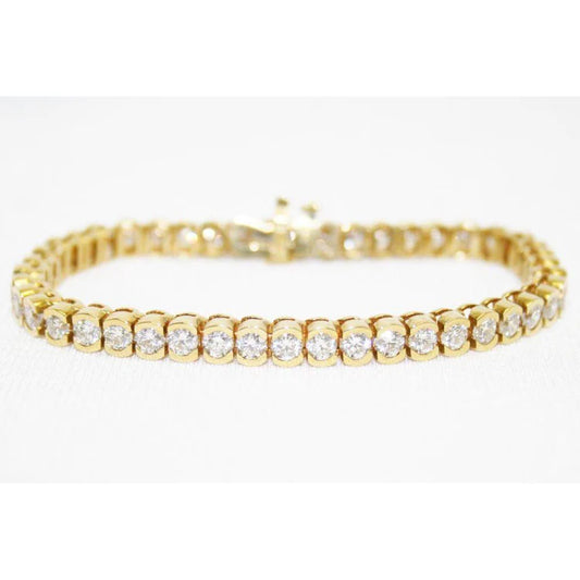 14K Yellow Gold Ladies Round Lab Grown Diamond 9 Carats Tennis Bracelet Jewelry