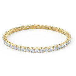 14K Yellow Gold Round Cut 9 Carats Lab Grown Diamonds Tennis Bracelet New