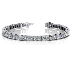 14 Ct Princess Cut Lab Grown Diamond Tennis Bracelet Solid White Gold Jewelry