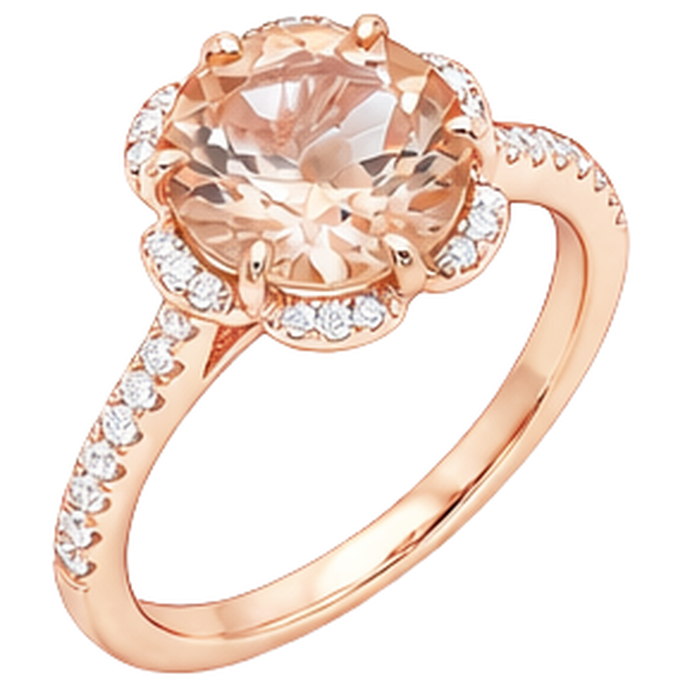 natural round morganite 15.25ct ring close up detail