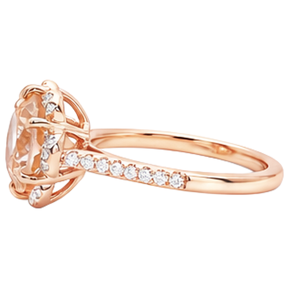 natural round morganite 15.25ct ring profile view