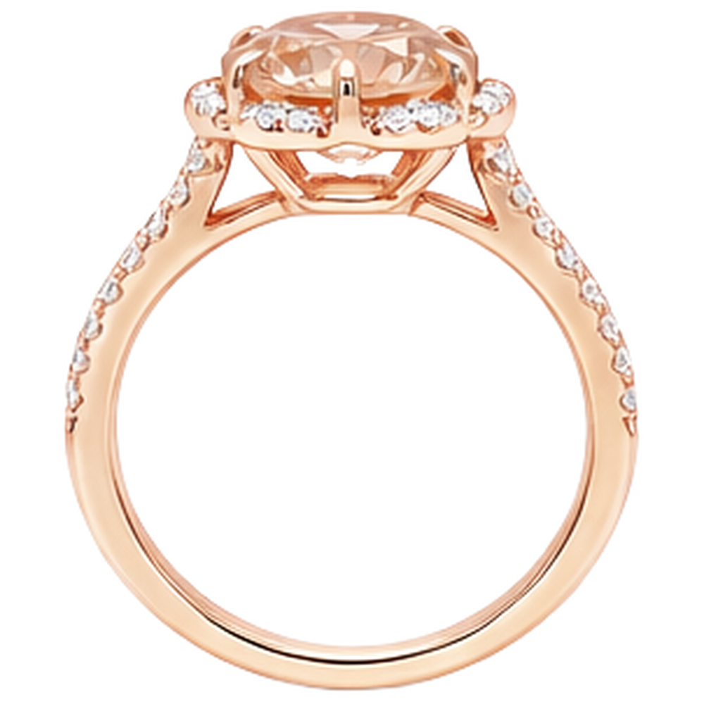 natural round morganite 15.25ct ring on white background