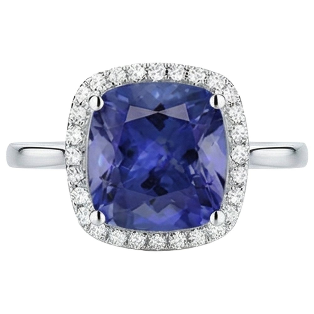 natural round tanzanite 15.25ct ring side angle