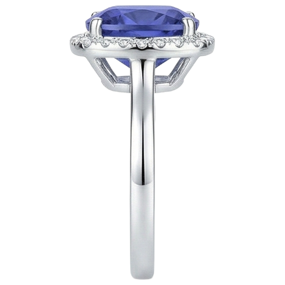 natural round tanzanite 15.25ct ring profile view