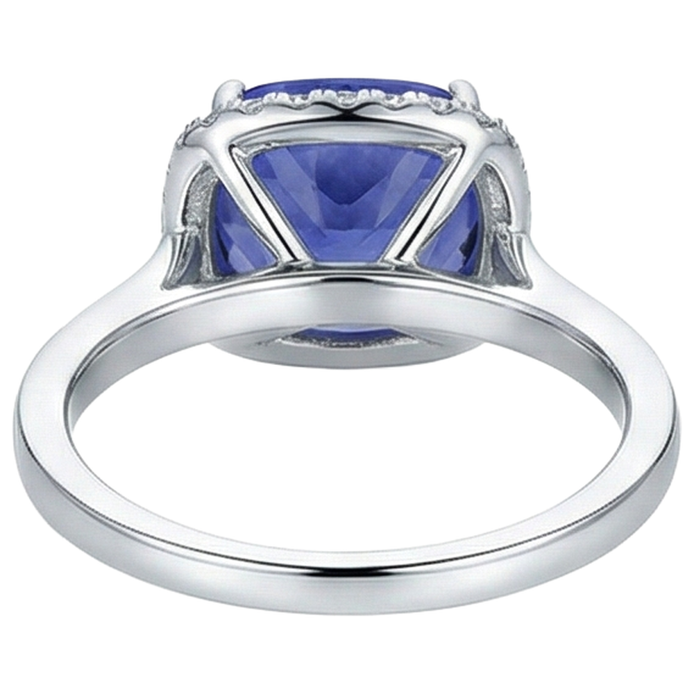 natural round tanzanite 15.25ct ring with diamond accents