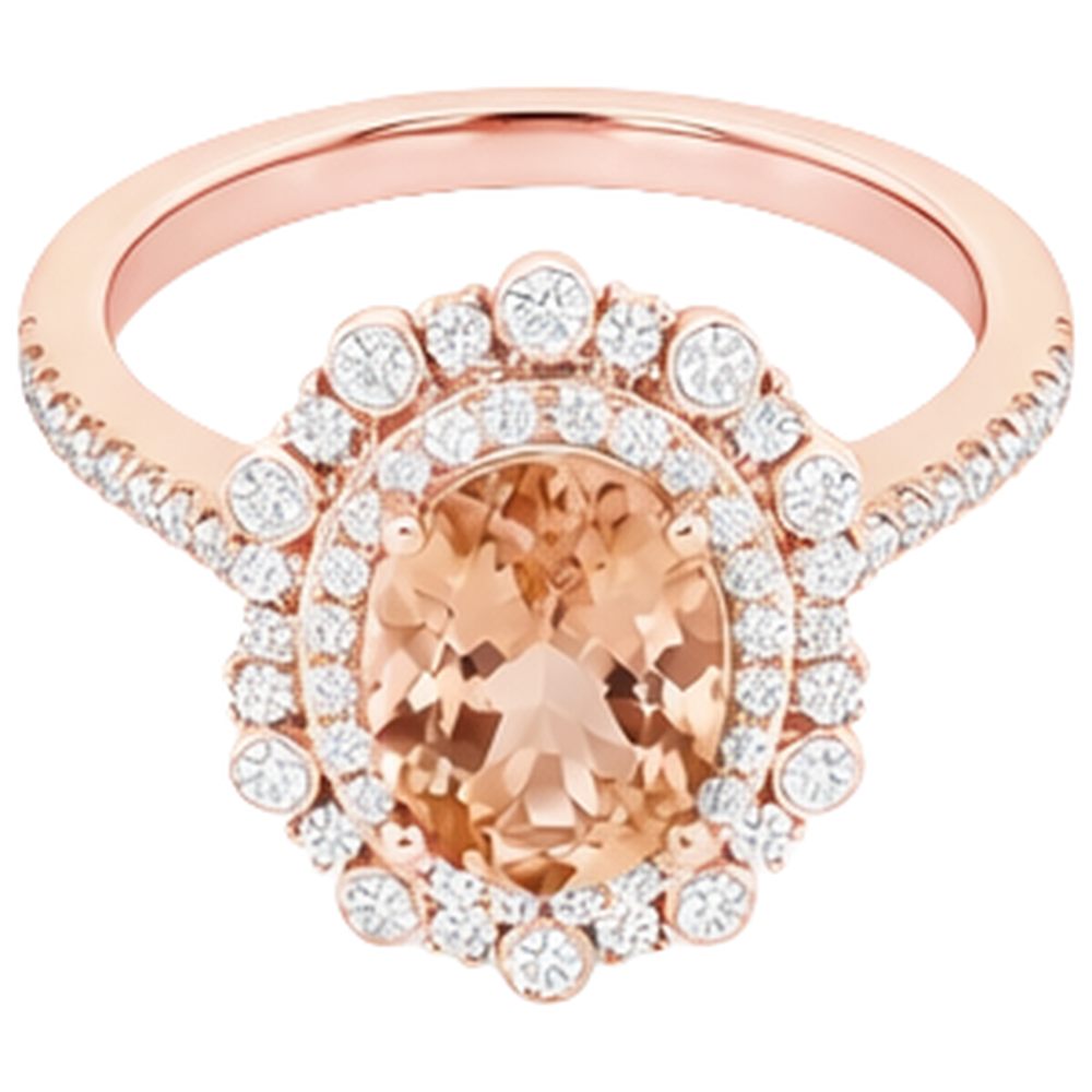 natural round morganite 15.50ct ring close up detail