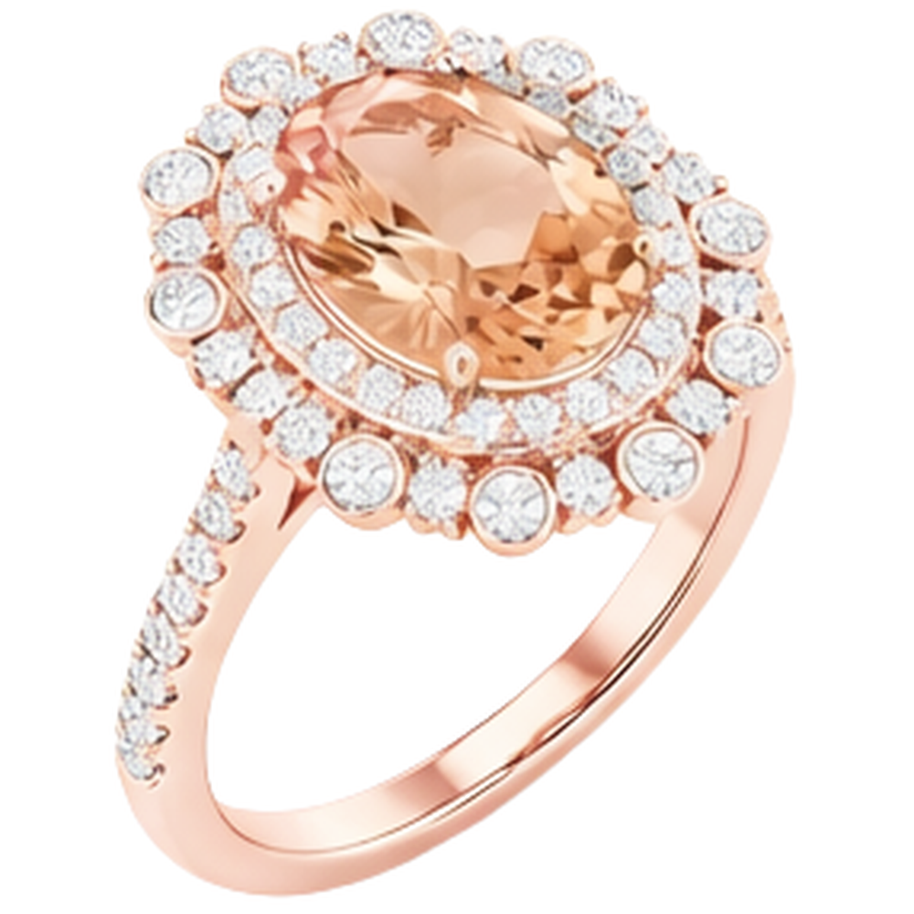 natural round morganite 15.50ct ring top view