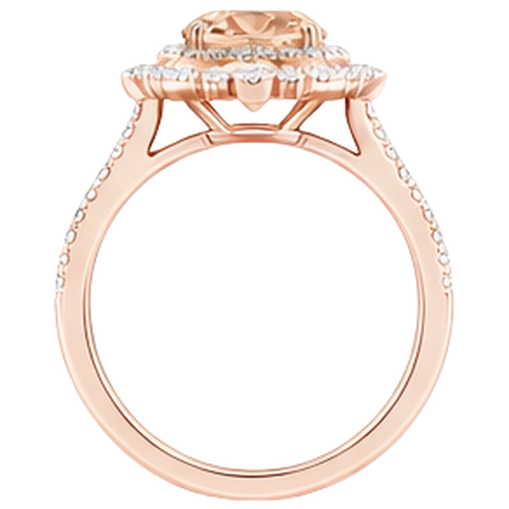 natural round morganite 15.50ct ring on white background