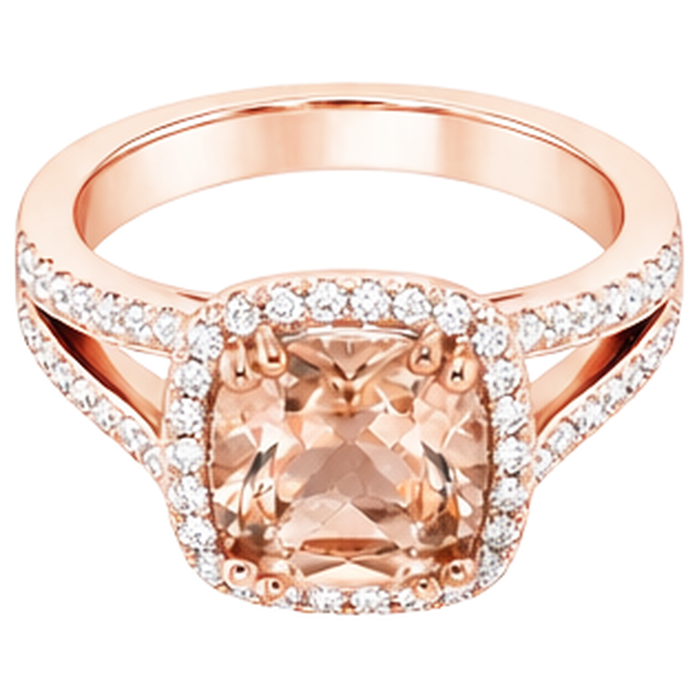15 Ct Cushion Morganite And Round Natural Earth Mined Diamond ( Not Lab Grown )s Ring Rose Gold 14K
